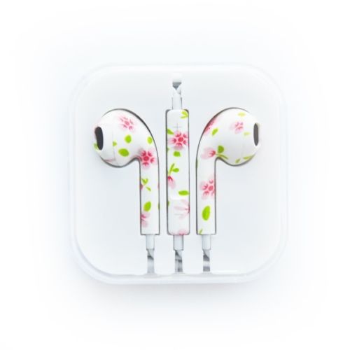 iPhone 5S Style Stereo Earphone Headset with Mic and VoluMe CONTROL (Flower)
